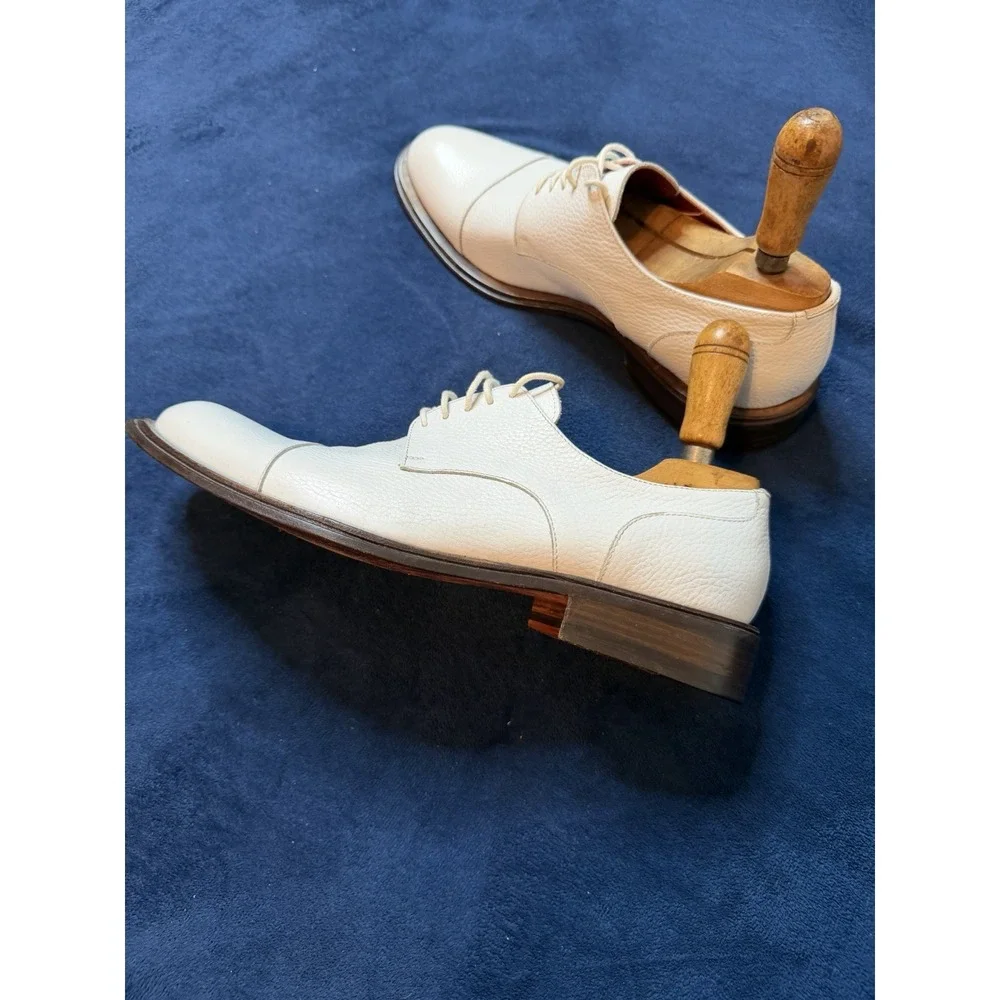Vtg Jean Michael Cazabat White Toe Cap Oxford Dress Shoes Sz 41 EU Red Bottom